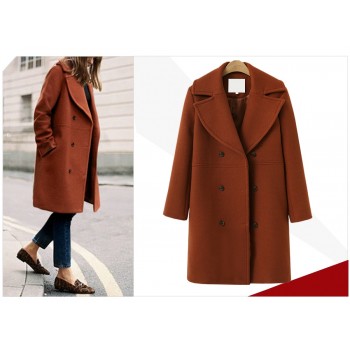 Winter Fashion women coats Casual Jackets Long Sleeve Blazer Outwear Female Elegant Wool double breasted Coat